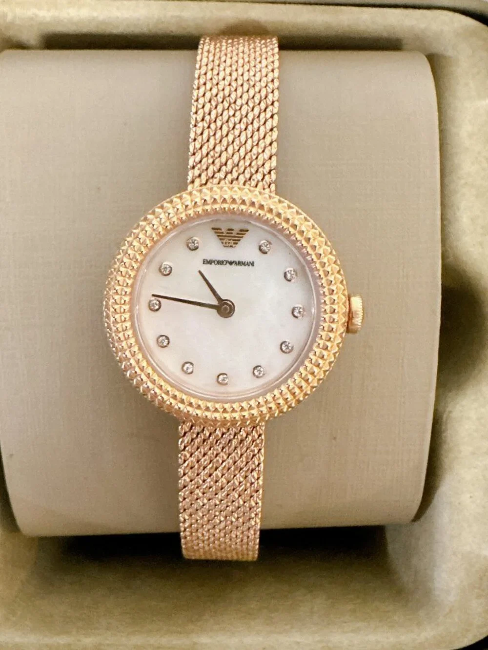 Emporio Armani Rosa AR11416 Rose Gold Mother Of Pearl Mesh Watch